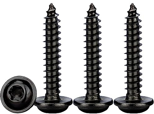 Drenky Tornillos Autorroscantes M4x18mm,50 Piezas Tornillos para Madera Torx con Cabeza de Arandela Acero Inoxidable A2 V2A Negro Tornillos Chapa Cabeza Redonda Tornillos Roscachapas