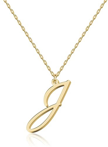 Elegant 18K Gold Script Initial Necklace - Personalized Letter Jewelry for Women, Handcrafted Stainless Steel Pendant, Gift for Anniversary, Birthday, Christmas, Graduation, Valentine, Mother's Day