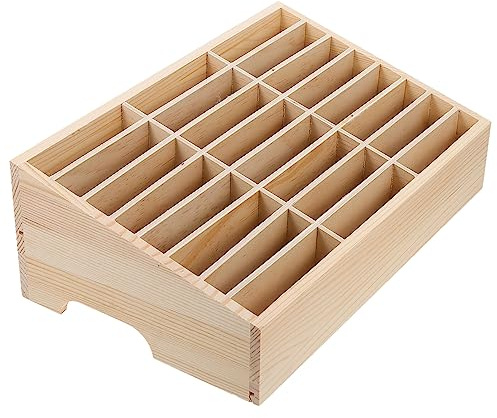 STOBOK 24-Gitter-Desktop-Aufbewahrungsbox Aus Holz Handyhalter Handy-Management-Speicher-Organizer Für Klassenzimmer Büro Handy-Rack-Display