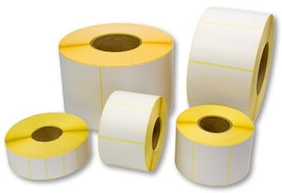 Emerson Thermoetiketten auf Rolle | 58x43 mm | 800 Stück je Rolle | Selbstklebende Etiketten für Thermodrucker | Aufkleber zum beschriften | Klebeetiketten Weiß