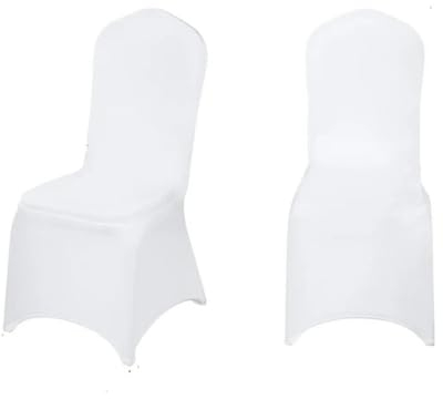LEPIZ 50 100 Stück Hochzeits-Stuhlhussen, Sitzbezug, elastischer Stretch-Spandex-Stuhlbezug für Bankett, Restaurant, Hotel, Abend, Party, Feier, Dekoration, Flache Vorderseite, weiß, 100 Stück