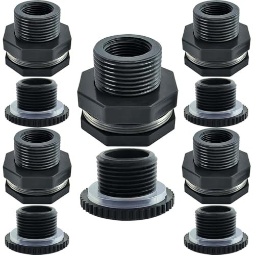 YSIL PVC-Schottverschraubung für 2,5–0,5 cm große Lochgrößentank, 1,3 cm, 5 Stück
