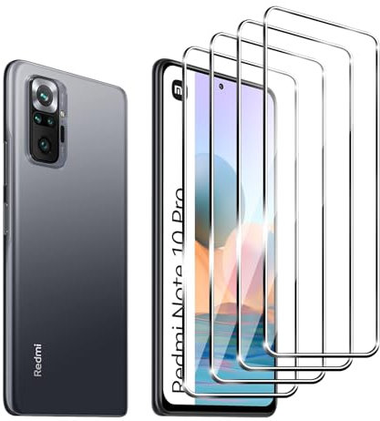 Zicurz 4 Piezas Protector de Pantalla para Xiaomi Redmi Note 10 Pro Cristal Templado, Vidrio Templado, HD Transparente 9H Ultra Resistente, Antiarañazos, Sin Burbujas