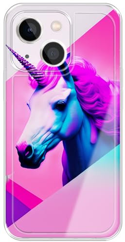 Berkin Arts Compatible with iPhone 13 Mini Case Clear TPU Cover Pink Animal Unicorn Fantastical Design Mystical