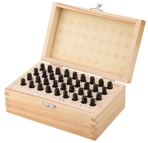 Emoshayoga Number Punch Stahlstempelset 36 Stück, 4mm Alphabet und Zahl Stempelwerkzeug, Schlagbuchstaben und Zahlen, Metallmarkierung,