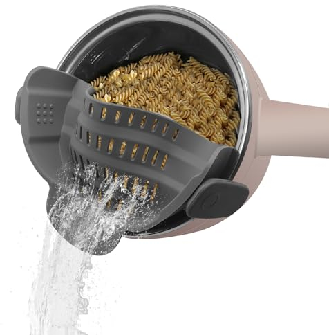 Kizaten Colador rápido,colador de silicona con clip,filtro plegable apto para todas las ollas y sartenes,escurridor perfecto para pasta,verduras y frutas