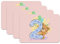 Set di 4 tovagliette in gomma rosa – 2 anni compleanno illustrazione orsacchiotto disegno – grande formato 39,5 x 28,5 cm