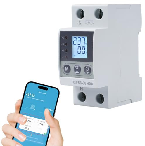 Jadeshay Regolatore di Tensione 220V 40A WiFi Dispositivo Protettore di Sovratensione Sottotensione e Sovracorrente Regolabile Stabilizzatore di Tensione Voltmetro Contatore Energia Elettrica
