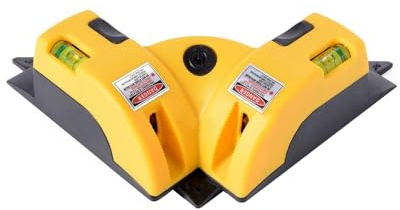 Rechtwinklige Laser Wasserwaage, 90 Grad Laser Wasserwaage Selbstnivellierende Laser Wasserwaage, Vertikales Querbalken Werkzeug für Bauarbeiten Bilder Aufhängen Fliesenlegen, Gelb