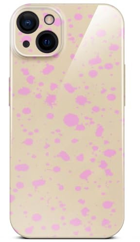 ONEFLOW Splash Cover für iPhone 15 Hülle mit Design Muster, Designer Case Handy Schutzhülle mit Kameraschutz, Hardcase Bedruckt dünne Handyhülle, Farb Flecken Rosa Pink