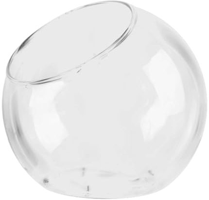 Pflanzgefäß-Terrarien, Runder Glas-Terrarium, Pflanzen-Blumentopf-Vase, Pflanzenbehältervase aus Glas Schräger ÖFfnung, Luftpflanzenhalter, Luftpflanzenhalter aus Kunststoff Tank(12cm)