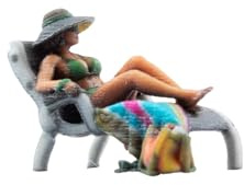 NOCH H0 Figur Frau im Liegestuhl, handkoloriert, Modellfigur für Spur H0, perfektes Sommerdetail für Ihre Modelllandschaft