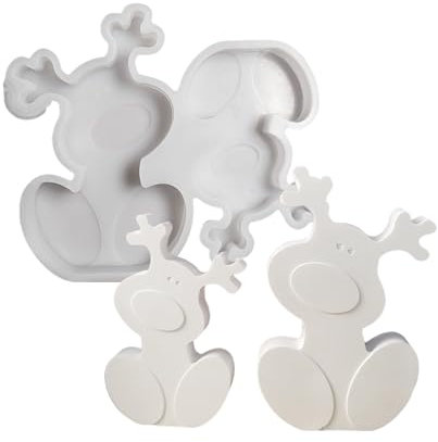 Watreketal Moldes de silicona con figura de ciervo de Navidad para resina epoxi, moldes de silicona de cemento de hormigón para manualidades, yeso