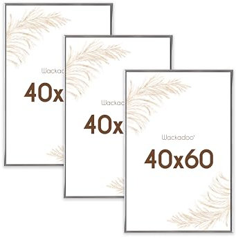 Wackadoo Bilderrahmen 40x60 Silber 3er Set Fotowand Fotorahmen mit Glasscheibe Kunststoff Picture frame Posterrahmen