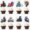 Arthsdite 24Pcs Motorcycle Cupcake Toppers, Pocket Bike Cupcake Toppers Motorcycle Rider Racing Sport Theme Decor Supplies Boy Man Happy Birthday Party Decorations