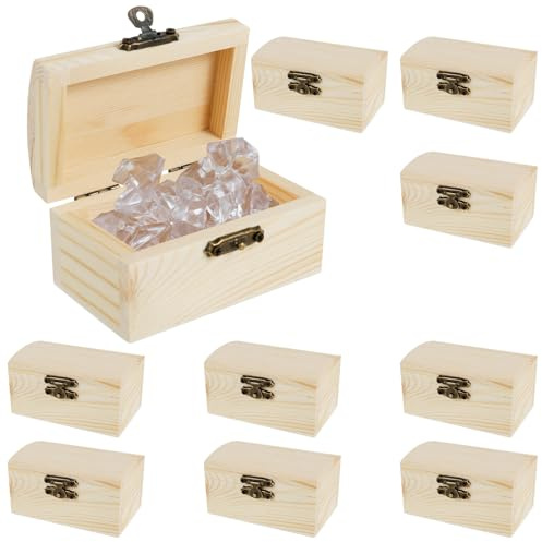 Deuson 10 Stück Kleine Holzkiste mit Deckel,9x5x5cm,Holzbox,Bastelkiste Holz,Unlackierte Holzkisten zum Bemalen,Bekleben oder Verzieren mit dem Brandmalkolben(Stil 1)