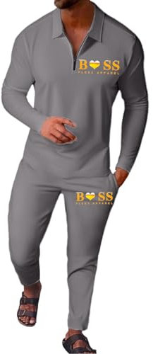 NNGOTD Mens Tracksuit Set Contrast Cord Fleece Hoodie Top Bottoms Jogging Zip Joggers Gym Sport Sweat Suit Pants Plus Size Lounge Sets Gym Tracksuit Mens Full Set Christmas(Grey,L)