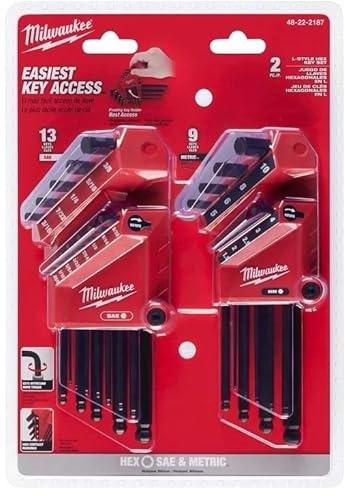 Milwaukee Electric - 22-Key Ball END L-Key Set - SAE/Metric