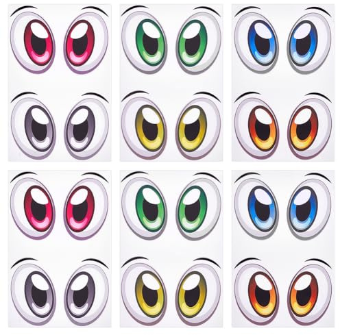 PH PandaHall 12 Pairs Eye Sticker, 3 Colours Paper Sticker | Funny Sticker for Mower Robot Suction Robot Devices Car Vacuum Cleaner Notebook Household Appliances Indoor and Outdoor