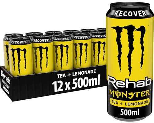 Monster Rehab Lemonade, Bebida Energética, Té Limón, Pack 12 x 500 ml