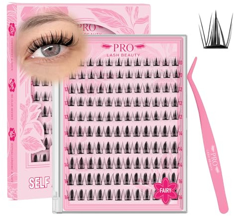 120Pcs Self Adhesive Lash Clusters Natural Look Self Adhesive Eyelashes Extension Reusable Cluster Lashes DIY Lash Extension No Glue Needed Clear (Fairy,10-16mix)