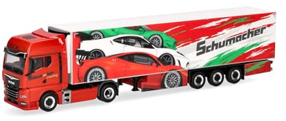 Herpa Model Truck MAN TGX GX refrigerated semi-trailer Schumacher, miniature scale 1:87, collectible, Made in Germany, plastic