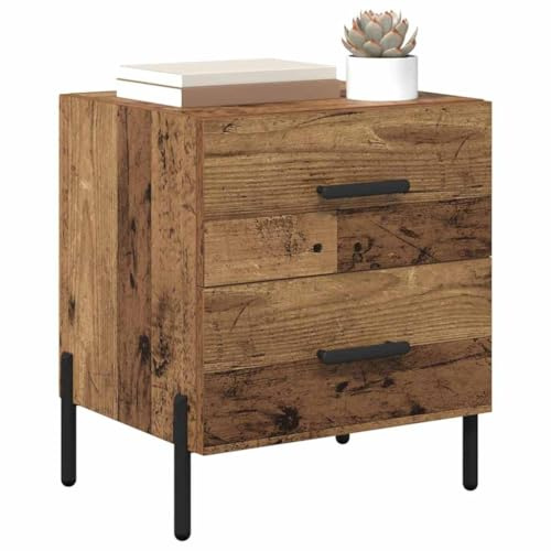 vidaXL Bedside Cabinet Old Wood 40 x 35 x 47.5 cm Engineered Wood, Compact Nightstand, Functional Storage Table, Rustic Bedroom Cabinet, Modern with Drawers, Simple Design Furniture