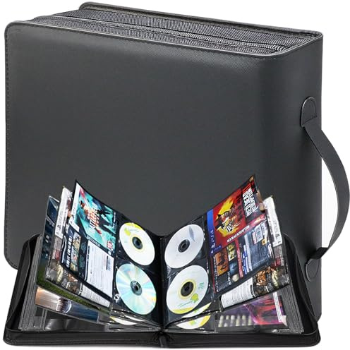 PUTNATRUE DVD Storage Binder 200 Discs, CD Case with Booklet Pockets, Large | 100 Booklet-Schlitze, Videospiele, Blu-ray-Aufbewahrung, Disc-Organizer, tragbarer Griff, Oxford-Tuch, Geschenk für Sammler
