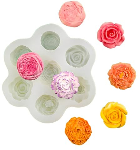 THQAE silicona suculentas de flores, Molde para velas en forma de rosa, moldes para la fabricación de velas perfumadas hechas a mano, jabones, chocolate,yeso