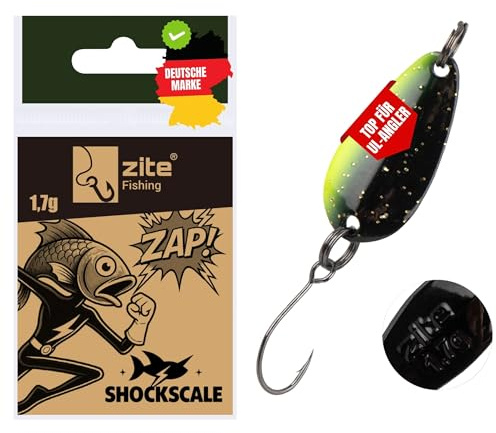 Zite Fishing The Troutforce Spoon ZAP! | Forellen-Spoon 1,7 g | UV-aktive UL Forellenköder | Scharfer Einzelhaken Größe 8 | Superhelden-Dekore im Mix | Ideal für Forellensee