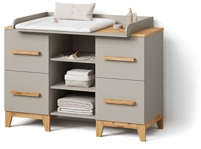 Livinity Wickelkommode Mailo Cashmere/Artisan | XL mit 4 Schubladenfür stilvolle Aufbewahrung mit viel Platz