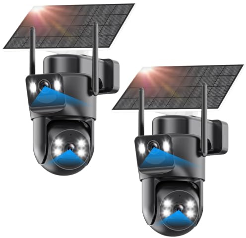 4K Solar WiFi6 Security Camera Outdoor Wireless with 5X Zoom, Dual Lens | 5GHz/2.4GHz WiFi, 360° PTZ, Human Detection, Auto Tracking, Siren, Solar Battery Powered, Night Color, Two-Way Audio, IP66