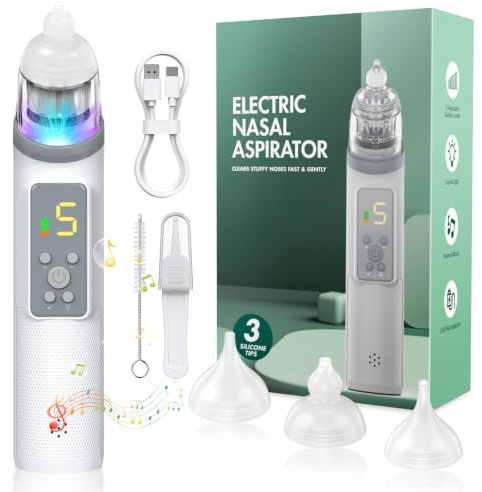 Aspiratore Nasale Neonato X60 Elettrico 5 Livelli e Musica 3 Beccucci