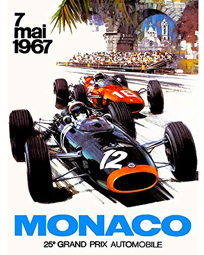 Wee Blue Coo Vintage Transport Monaco 25 Grand Prix Automobile 1967 Race Art Print Poster Wall Decor Kunstdruck Poster Wand-Dekor-12X16 Zoll