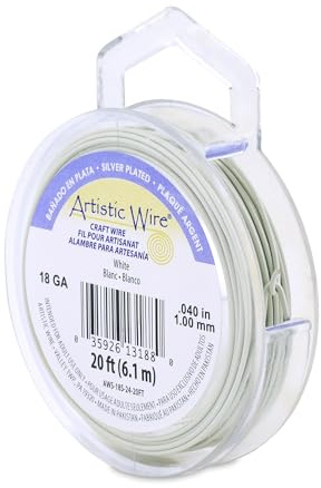 Artistic Wire Alambre de cobre chapado en plata, resistente al deslustre, color blanco, calibre 18/1 mm