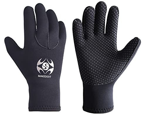Slyzone 3mm Neoprene Wetsuit Gloves - Adult Elastic Warm Scuba Diving Glove - Snorkel Gloves for Surf Kayak Diving Watersports (L)