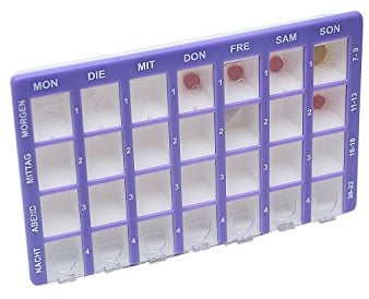 Pflegehome24® Arzneikassette Pillenbox Pillendose, Lila 7-Tage, 1 Woche