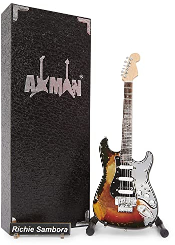 Richie Sambora (Bon Jovi) Miniature Guitar Replica - Music Gifts - Handmade Ornamental 1/4 Scale - Includes a Display Box, Name Tag and Miniature Guitar Stand