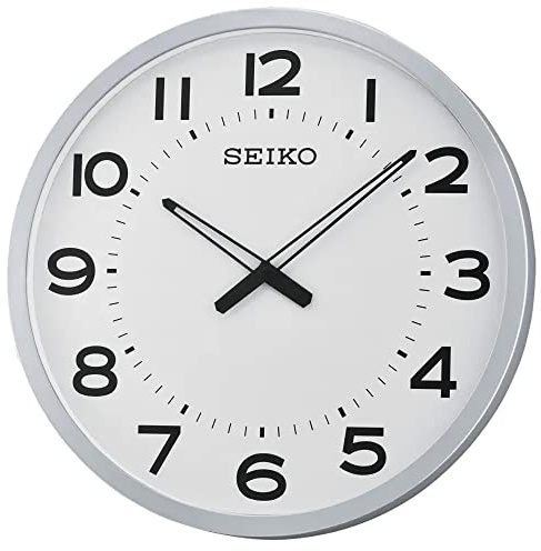 Seiko 50,8 cm ultramoderne Wanduhr mit silberfarbenem Rahmen
