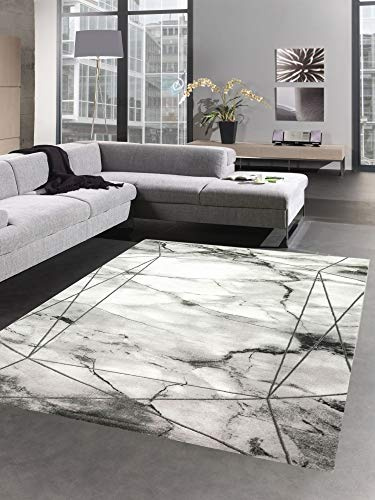CARPETIA Teppich Wohnzimmer Teppich Wohnzimmerteppich Marmor Optik mit Glanzfasern in grau Größe 80x150 cm