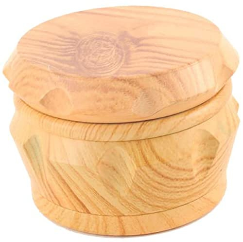 Resin Grinder Wood Look Spice Mill 63 mm Diameter 4 Parts with Pollen Catcher High Quality Aluminium Teeth Magnetic Lid