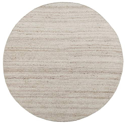 Theko | Teppich Royal Berber aus 100% nachhaltiger Schurwolle | mit Muster | handgeknüpft | Farbe: Melange | Größe: 240 cm rund