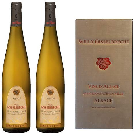 Coffret Cadeau vin 2 bouteilles Gewurztraminer Vendanges Tardives - Alsace Gisselbrecht - 750 ml