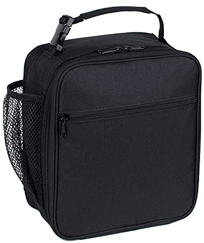 EASTVIO Isolierte Lunchtaschen Wiederverwendbare Tragetasche Kühlbox mit Seitentasche für Damen/Herren/Kinder/Picknick/Arbeit/Schule/Reisen (schwarz)