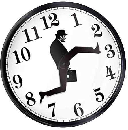 Stylebest Wanduhren Britische Komödie inspiriert Ministerium albernen Spaziergang Wanduhr Komiker Wohnkultur Neuheit Wanduhr Lustige Walking Silent Mute Clock