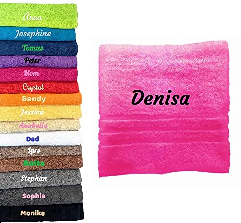 Pet-Jos Handtuch mit Namen Bestickt Duchtuch Geschenk Badetuch (50 x 100 cm)