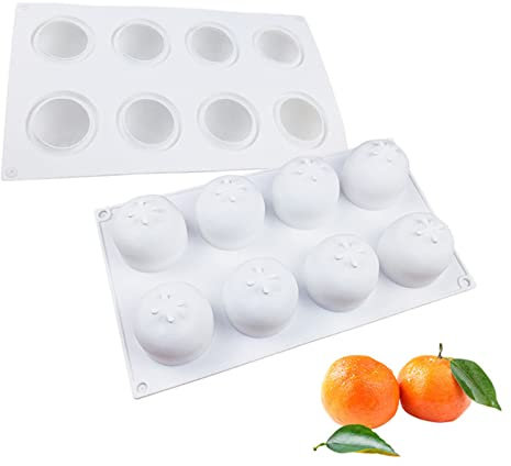 TROYSINC Molde de silicona con forma de frutas, manzana, fresa, cereza, melocotón, naranja, pera, chocolate, para la fabricación de bombones de chocolate caliente, pasteles, gelatina, mousse (naranja)