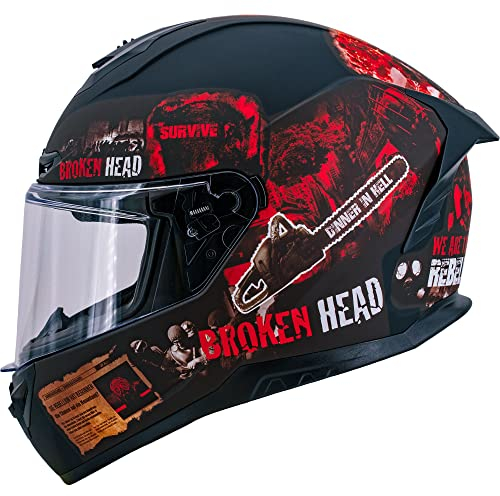 Broken Head Broken Resolution Red Motorradhelm - Integralhelm Schwarz-Rot (M (57-58 cm))
