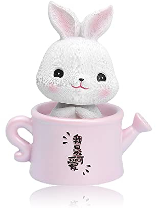 Hase Kopfschütteln Nicken Ornament, Cartoon Desktop Auto Armaturenbrett Dekoratives, Spielzeug Auto Schmuck Zubehör (Rosa)