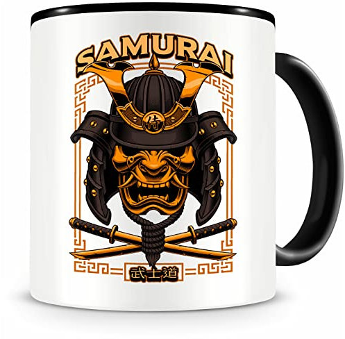 Samunshi® Tasse mit Motiv Yakuza Kabuto Maske Samurai Maske Kaffeetasse Lustige Tassen zum Geburtstag für Japan Tokyo Anime japanische Kunst Fans